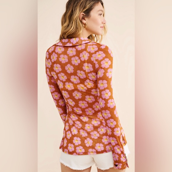 Free People Lucky Sheer Shirtee, size M lots of stretch, great sleeve detail - Picture 2 of 7